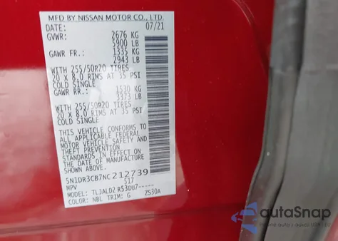 2022 Nissan Pathfinder Sl 2Wd z USA, uszkodzony, nr VIN 5N1DR3CB7NC212739